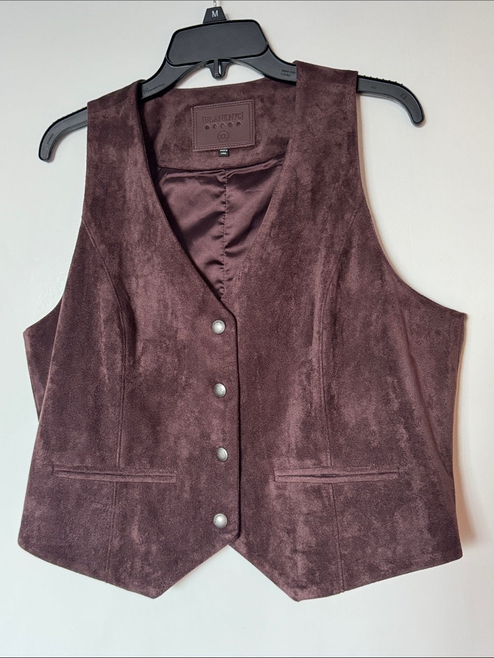 Blank NYC Suede-Look Deep Brown Women's Vest XL Like New